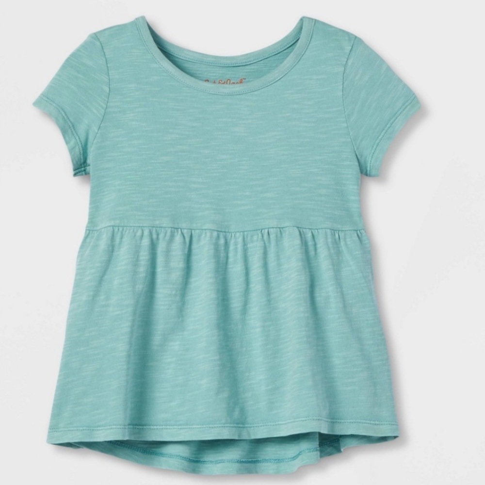 Cat & Jack Ruffle Peplum Tee T-Shirt Short Sleeve Girls Size 5T